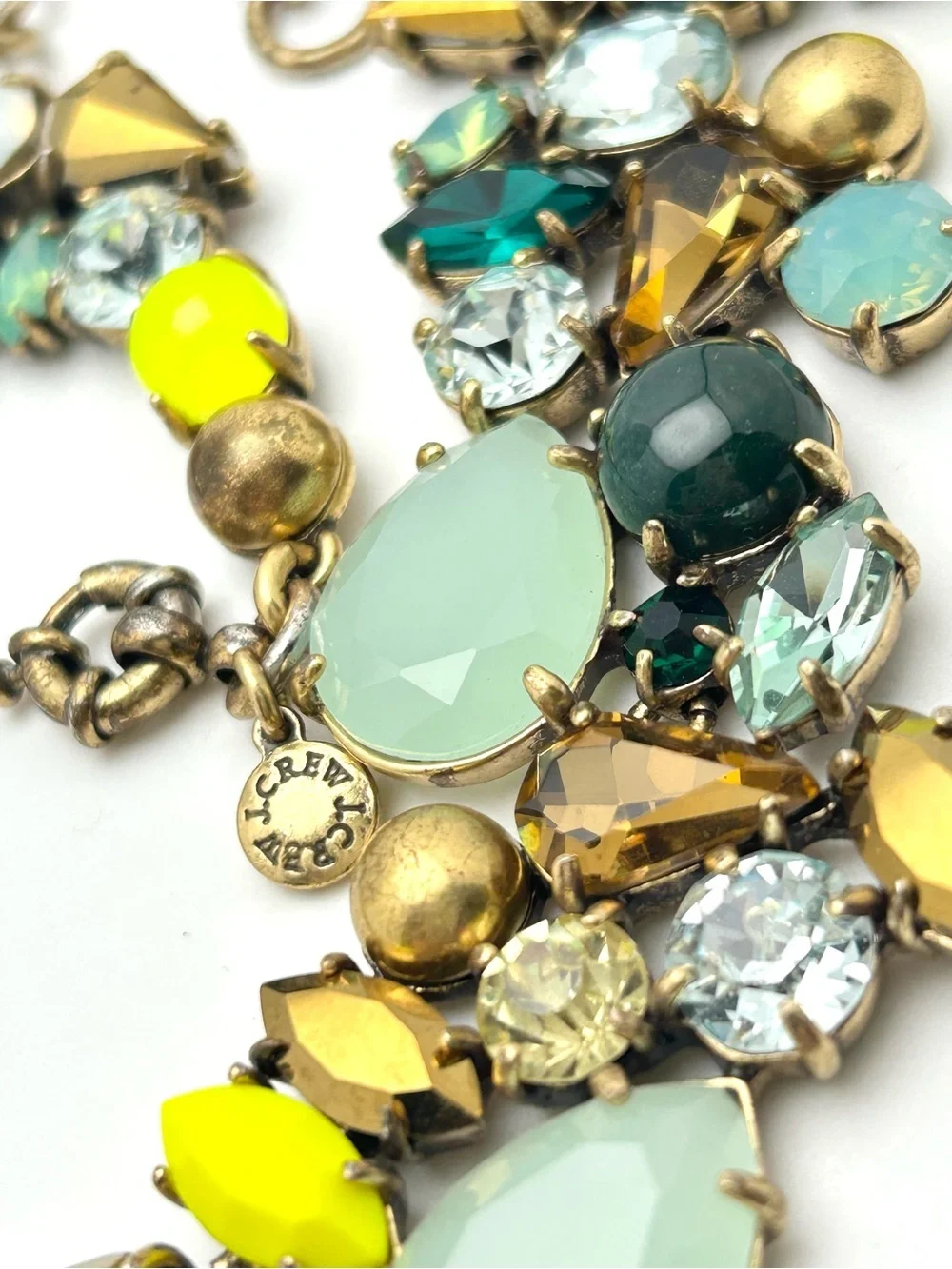 J. Crew Spring Bloom Green Yellow Opalescent Necklace